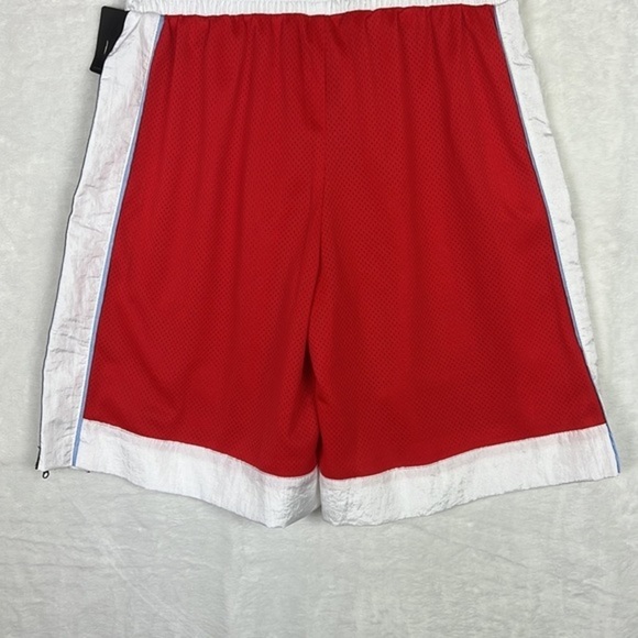 Champion Red Mesh Side Zippers White Waist Logo Oversized Basketball Shorts - Picture 13 of 16